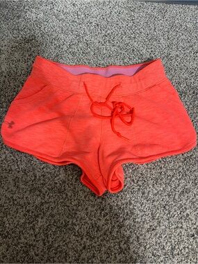 Under Armour Women's Neon Orange Athletic Shorts with Drawstring